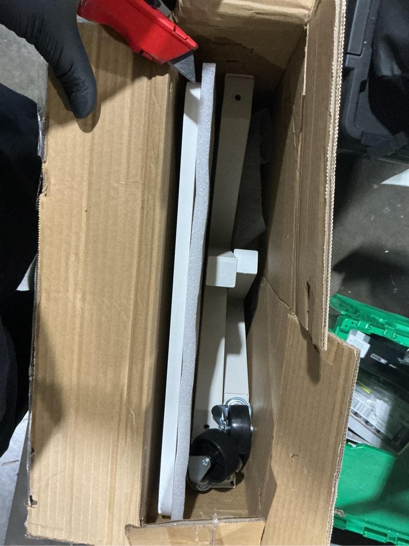Condition photo showing As Is for ergear small standing desk adjustable height, 6 height settings up to 46.5?, walking pad desk with triangular leg design, smooth mobility with lockable wheels, standing desk for walking pad, white white 32" x 16"