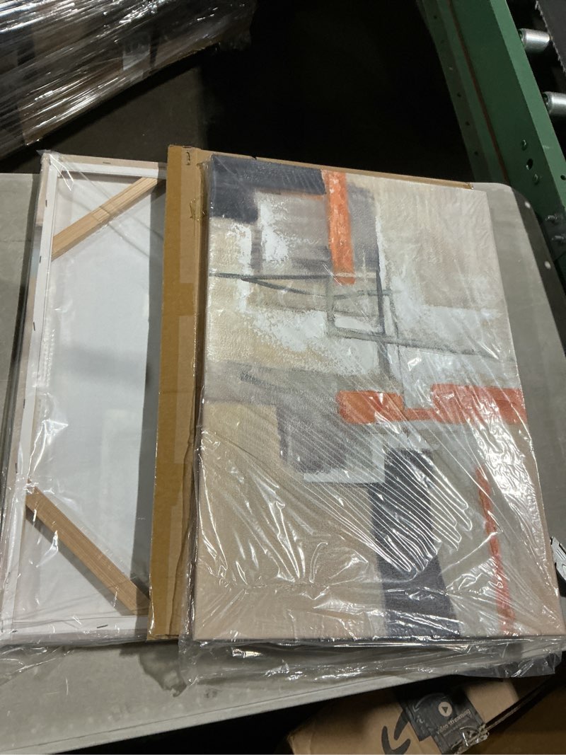 Condition photo showing Good Condition for abstract neutral canvas wall art: 2 pieces minimalist painting modern gray beige artwork for bedroom 11”x16”x2 neutral