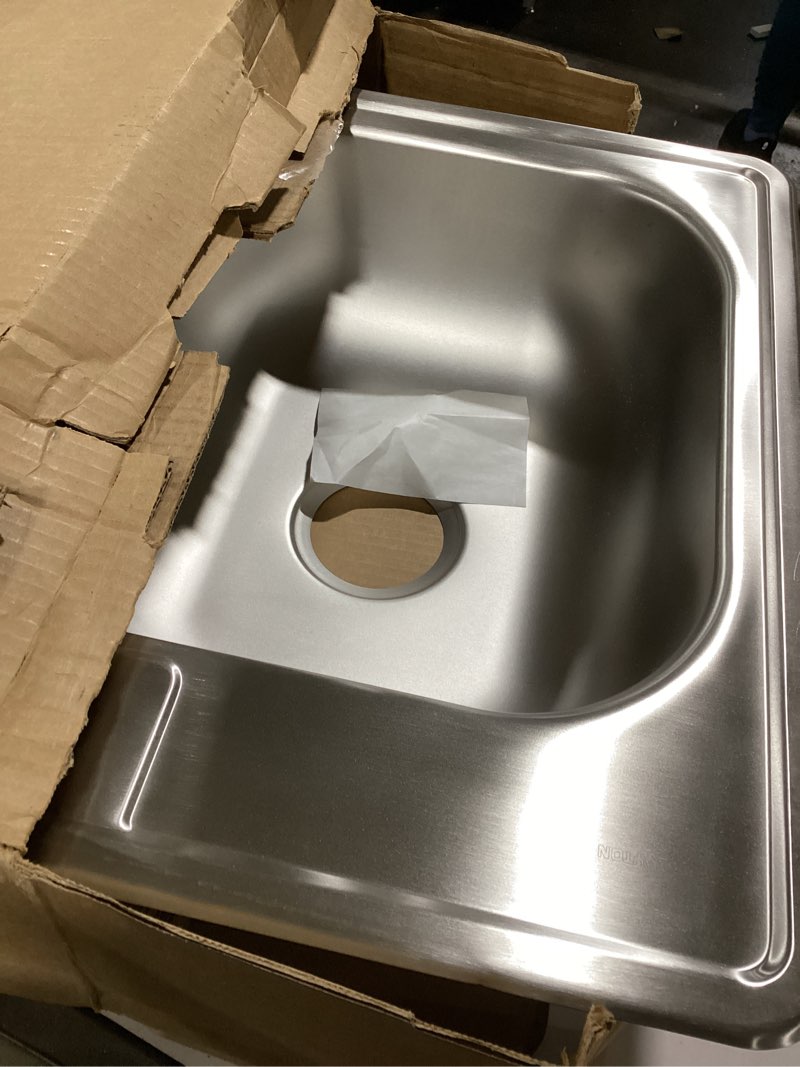 Condition photo showing Good Condition for Dayton D233221 Equal Double Bowl Top Mount Stainless Steel Sink, 33 x 22 x 6.5 33 x 22 x 6.5 1 Faucet Hole Sink Only