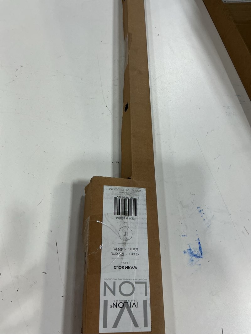 Condition photo showing New/Like New for Ivilon Drapery Window Curtain Rod - End Cap Style Design 1 Inch Pole. 28 to 48 Inch Color Warm Gold 28 to 48 in.