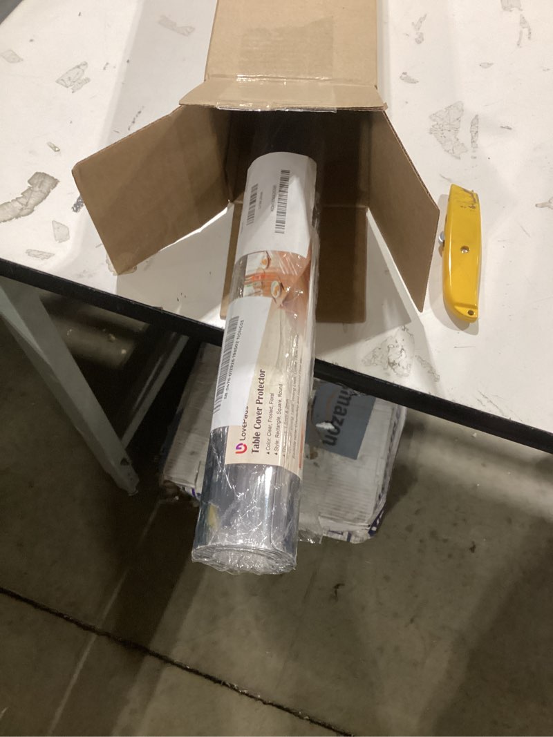 Condition photo showing Good Condition for LovePads 1.5mm Thick 30 x 60 Inch Clear Table Cover Protector, Clear Table Protector, Plastic Table Cover, Clear Plastic Tablecloth Protector, PVC Table Pads for Dining Room Table, Writing Desk 30" x 60" (Rectangular) Clear 1.5mm