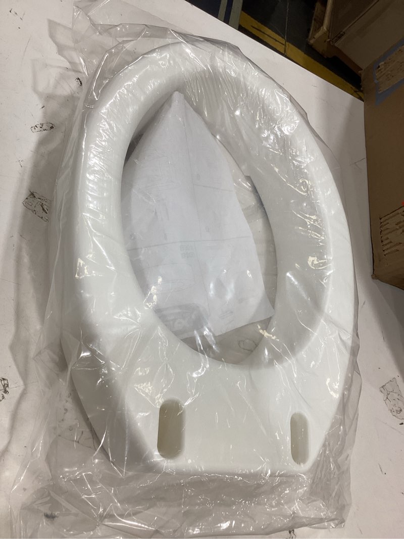 Condition photo showing New/Like New for carex toilet seat riser  elongated raised toilet seat adds 3.5 inches to toilet height  for assistance bending or sitting  300 pound weight capacity toilet riser