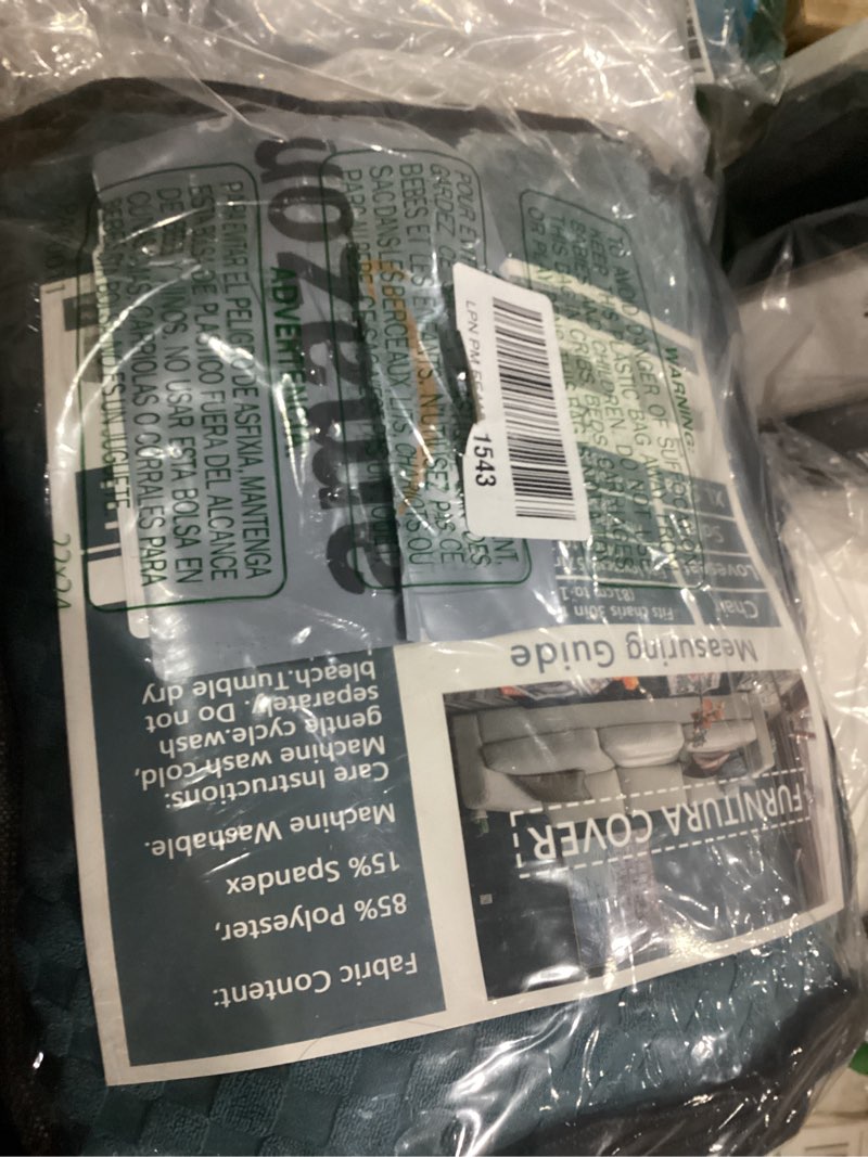 Condition photo showing New/Like New for ZNSAYOTX 1 Piece Jacquard Couch Covers for 2 Cushion Couch High Stretch Loveseat Slipcover for Pets Dogs Anti Slip Love Seat Sofa Slipcover Furniture Protector (Loveseat, Peacock Blue) Medium (55"-69") Peacock Blue