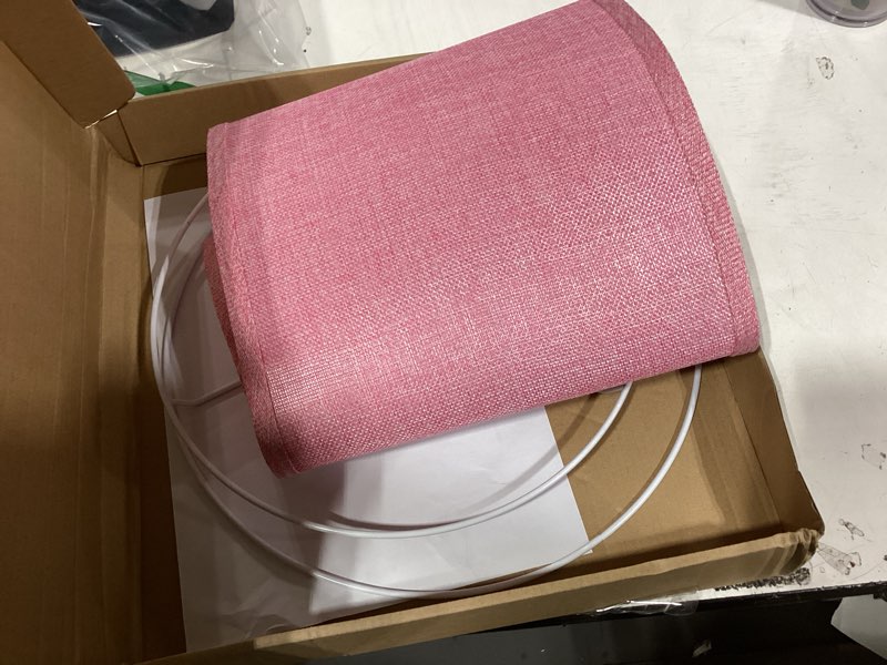 Condition photo showing Good Condition for patikil lamp shades for table lamps 11.4" top x 12.6" bottom x 9.8" high drum lamp shades for floor lamps medium linen lampshade easy assembly for lamp replacement, pink 1 pink