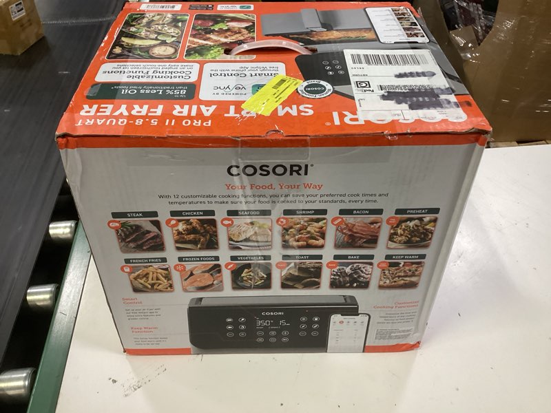 Condition photo showing New/Like New for cosori pro ii 5.8-quart smart air fryer, 12-in-1, walmart exclusive, voice control, light gray
