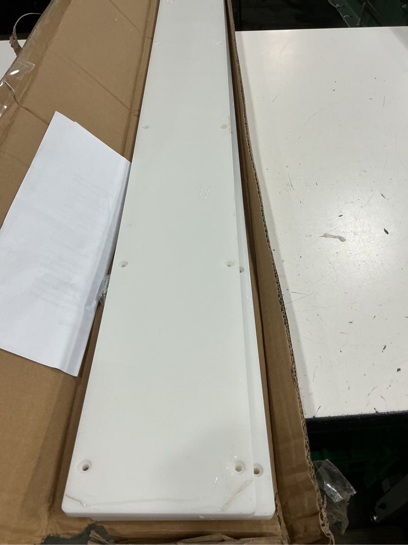 Condition photo showing As Is for boat trailer bunk slides, 3"x48", 5"x48", 5"x57" , heavy duty pe glide pads for full support, kits of 2 or 4, black, white, pre-drilled holes and screws, for easy launch and load, fits various boats 5" x 48" white 2
