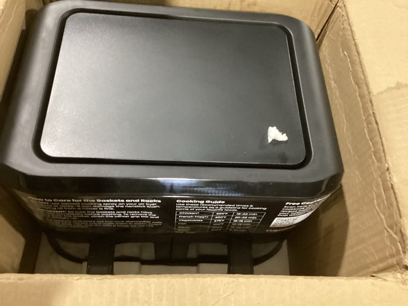 Condition photo showing Good Condition for Chefman TurboFry Touch Dual Air Fryer, Maximize The Healthiest Meals With Double Basket Capacity, One-Touch Digital Controls And Shake Reminder For The Perfect Crispy And Low-Calorie Finish