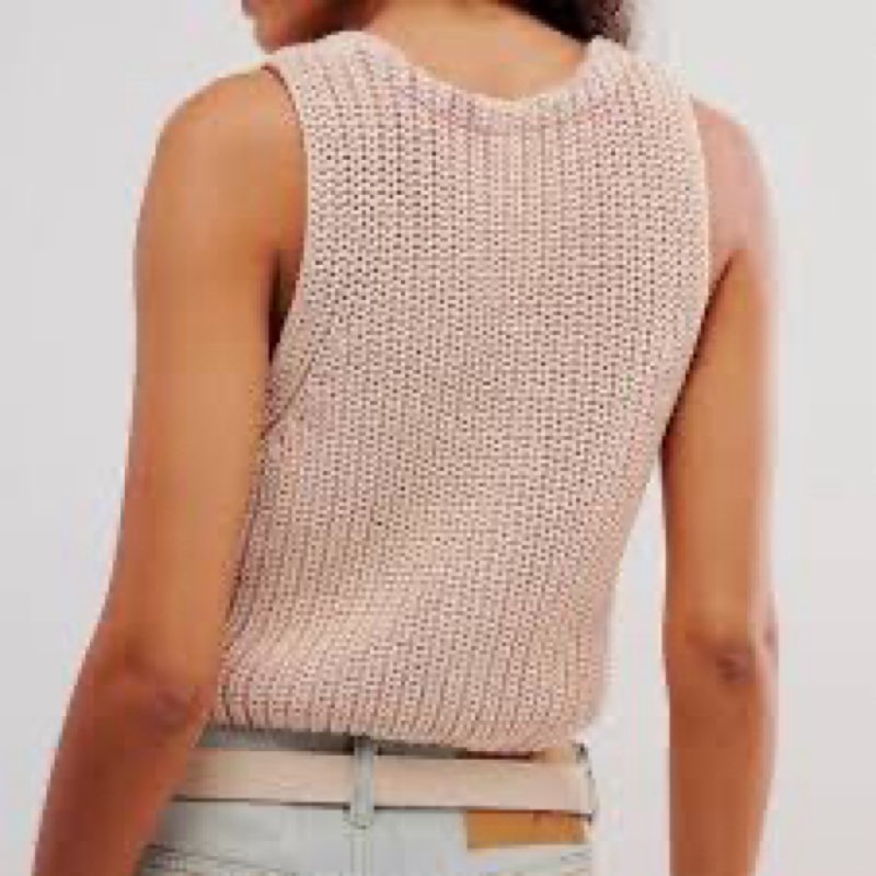 Saodimallsu Womens Summer Crochet Sweater Vest Cap Sleeve Knit Tops Casual Crewneck Sleeveless Sweat