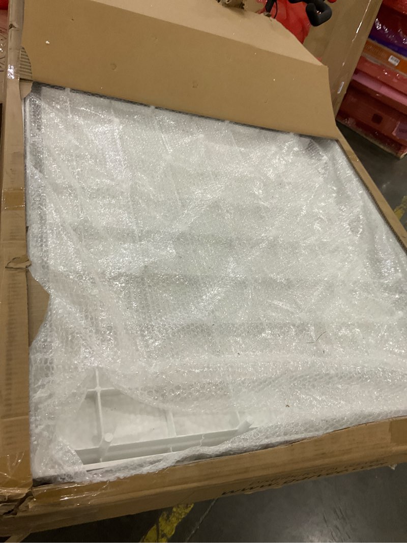Condition photo showing As Is for Shower Pan 60×32×4 inch, Left Drain with Long Stainless Cover, Anti-Slip Shower Base, 3-Side Water Retaining Structure for Home Bathroom Projects SMC & 304,left Drain 60*32 inch