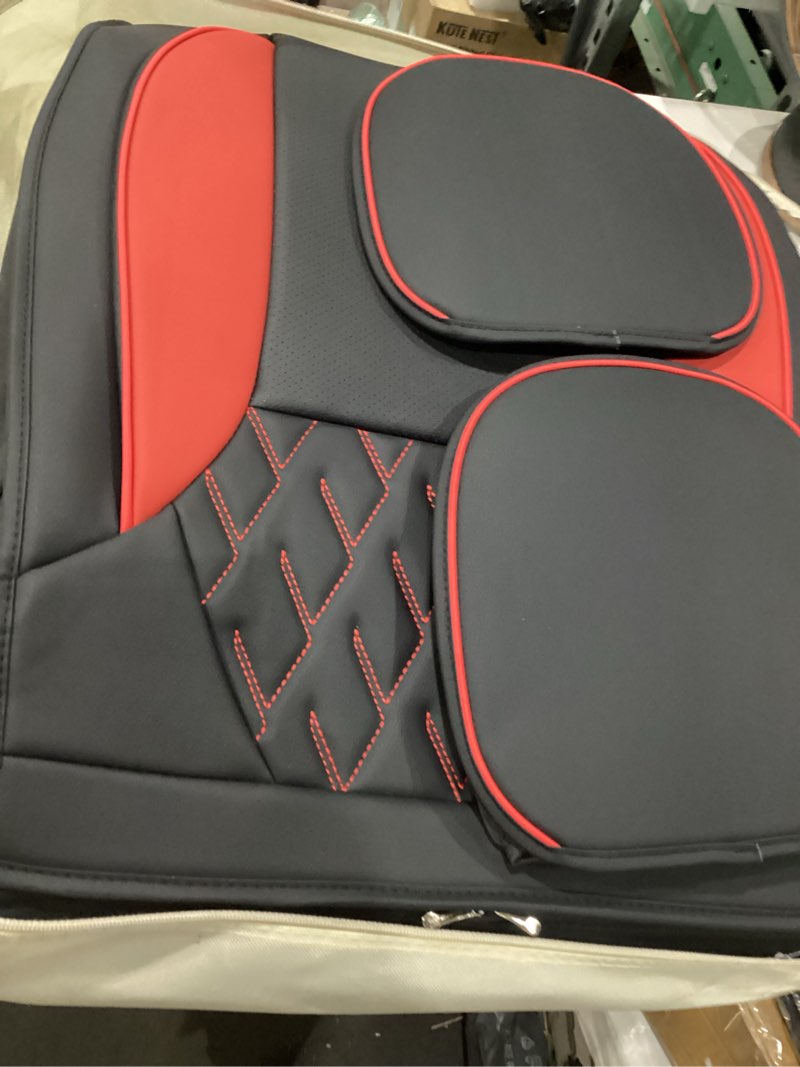 Condition photo showing Good Condition for tundra seat covers full set, custom fit for toyota tundra 2007-2021 crewmax cab, faux leather truck seat covers blackred
