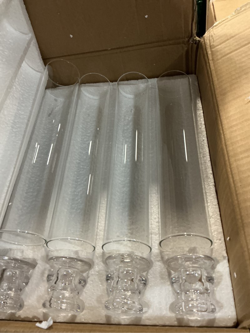 Condition photo showing Good Condition for hurricane glass candle holders set of 16, 11.8" h clear cylinder windproof candle holder chimney tubes, taper glass candlestick holders for home decor wedding party table centerpieces