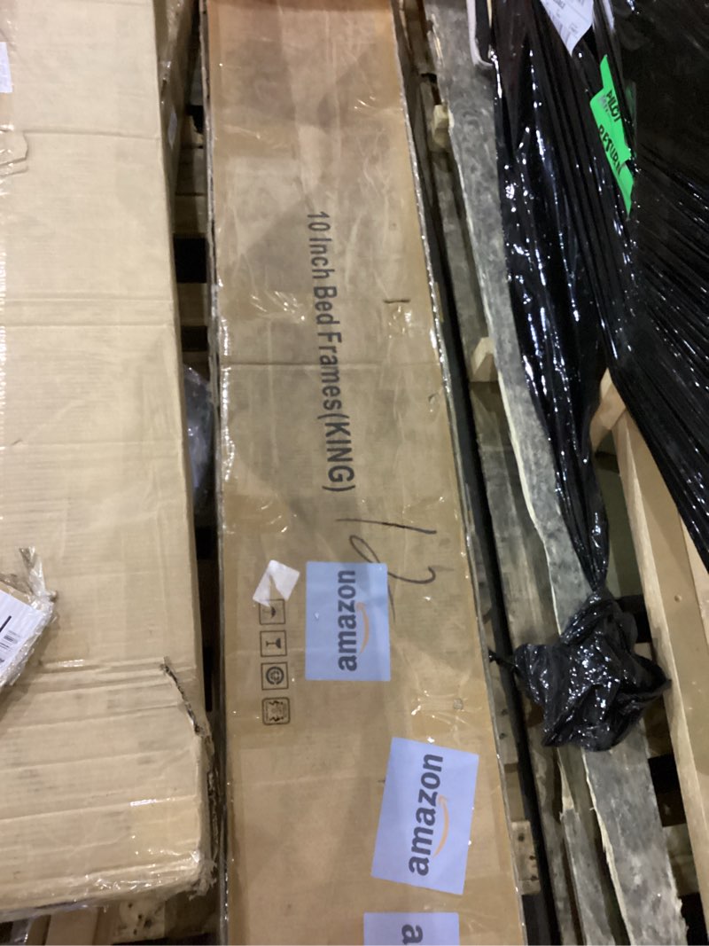 Condition photo showing As Is for GAOMON Low Bed Frame King Size, 10 Inch Heavy Duty Metal Platform King Bed Frame with Arch Design, Easy Assembly, Strong Bearing Capacity, Under Bed Storage, No Box Spring Needed - Black 10 Inch Black King