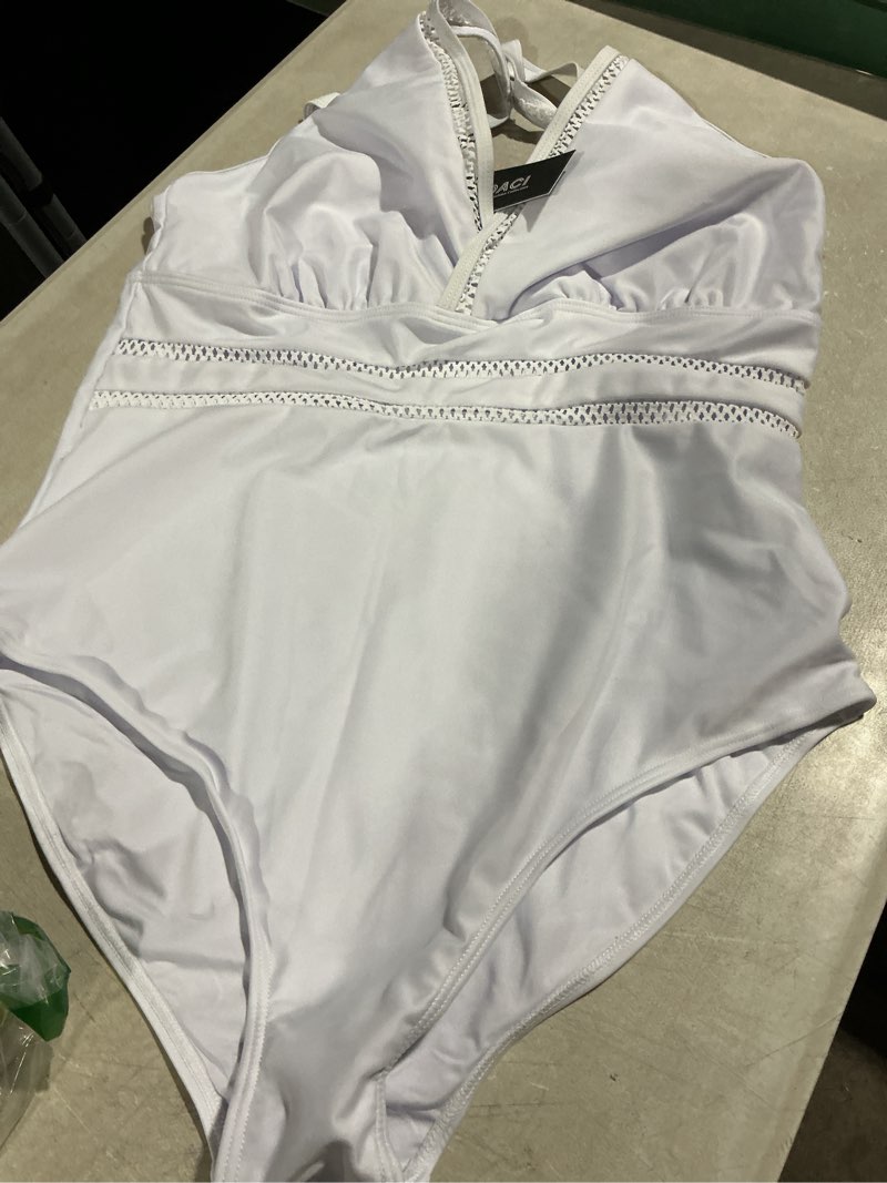 Condition photo showing Good Condition for daci women black plus size one piece swimsuits sexy v neck white bathing suit xl