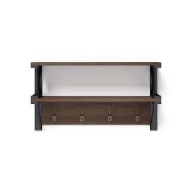oak entry shelf with hang hooks ...