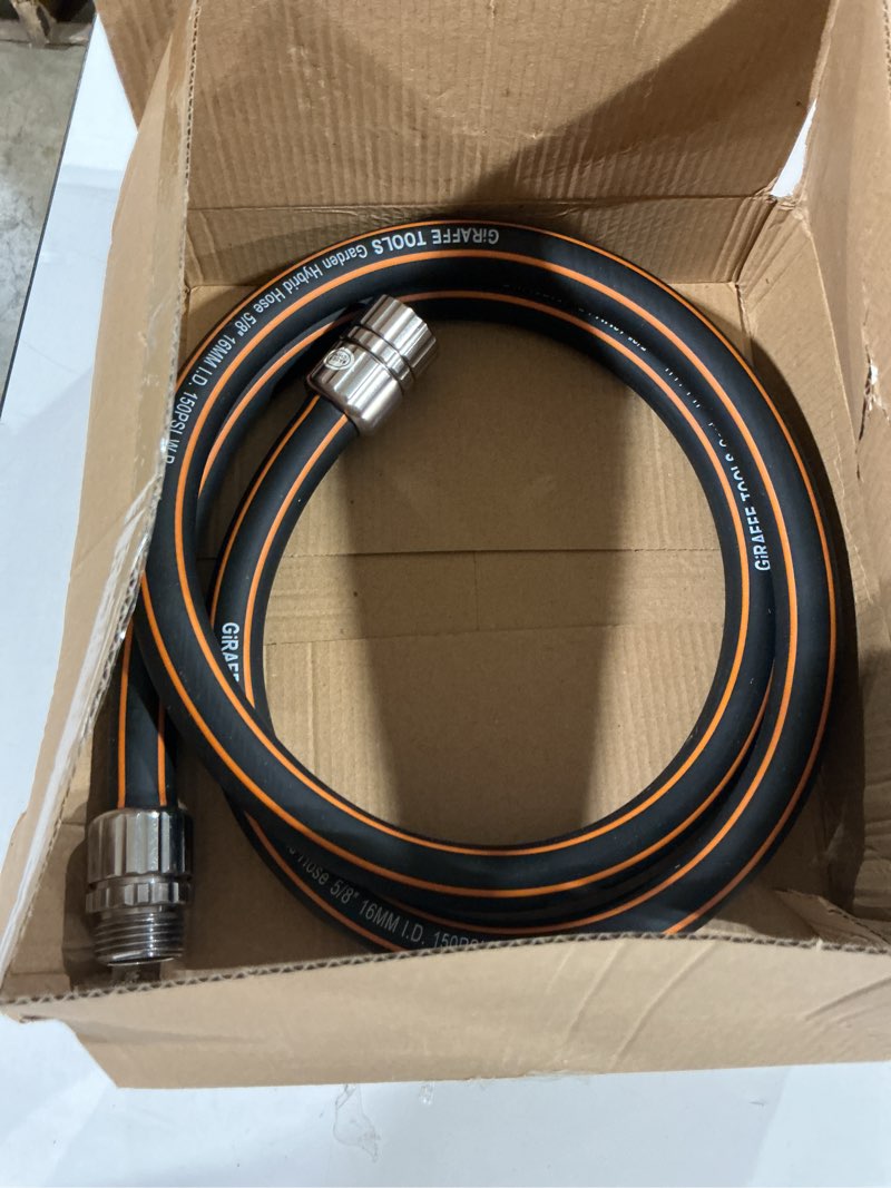 Condition photo showing Good Condition for giraffe tools garden hose 5/8", custom length, heavy duty, no kink, flexible, rubber garden hose, leakproof water hose, 600 burst psi, 5ft male to female hose