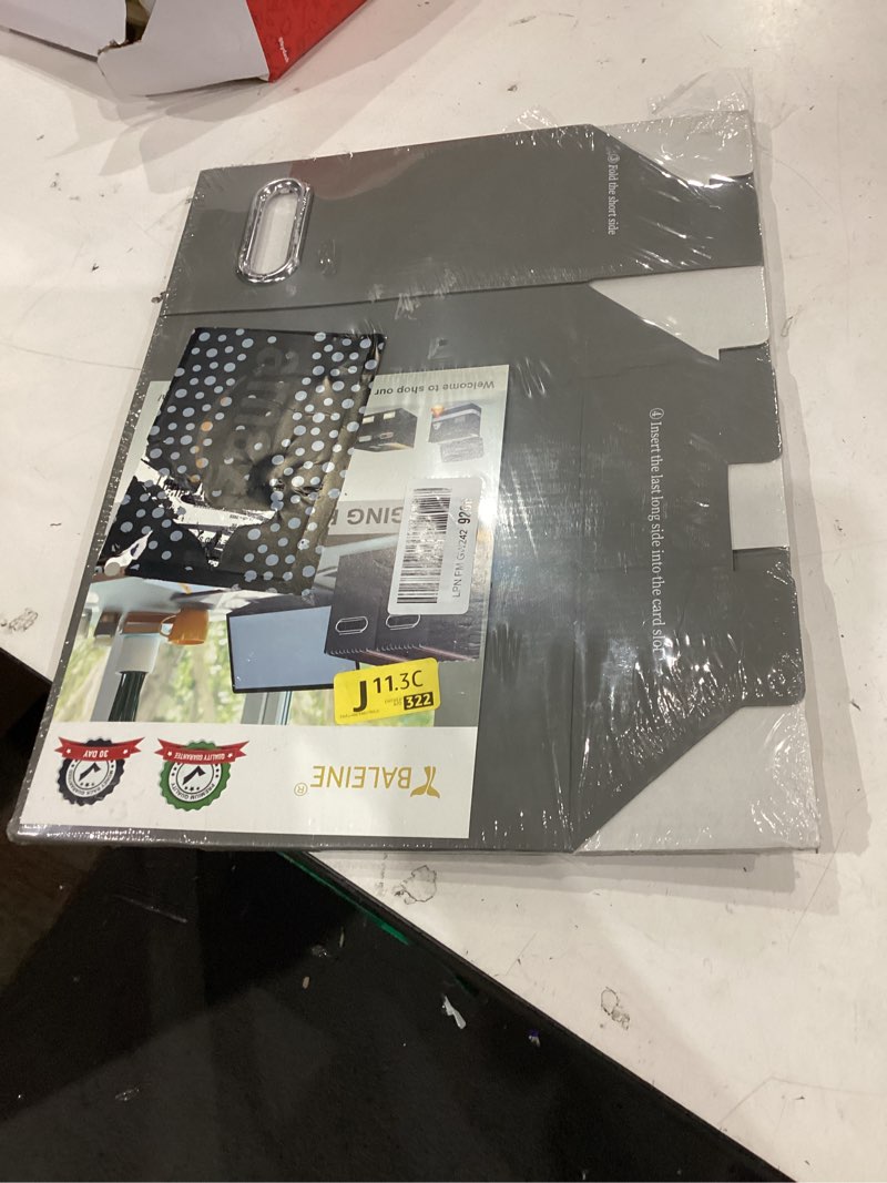Condition photo showing New/Like New for baleine file organizer box, cardboard file folder organizer with handle for letter size, portable collapsible hanging filing box for home office document storage (2 pack, grey) grey 2pk (slim)