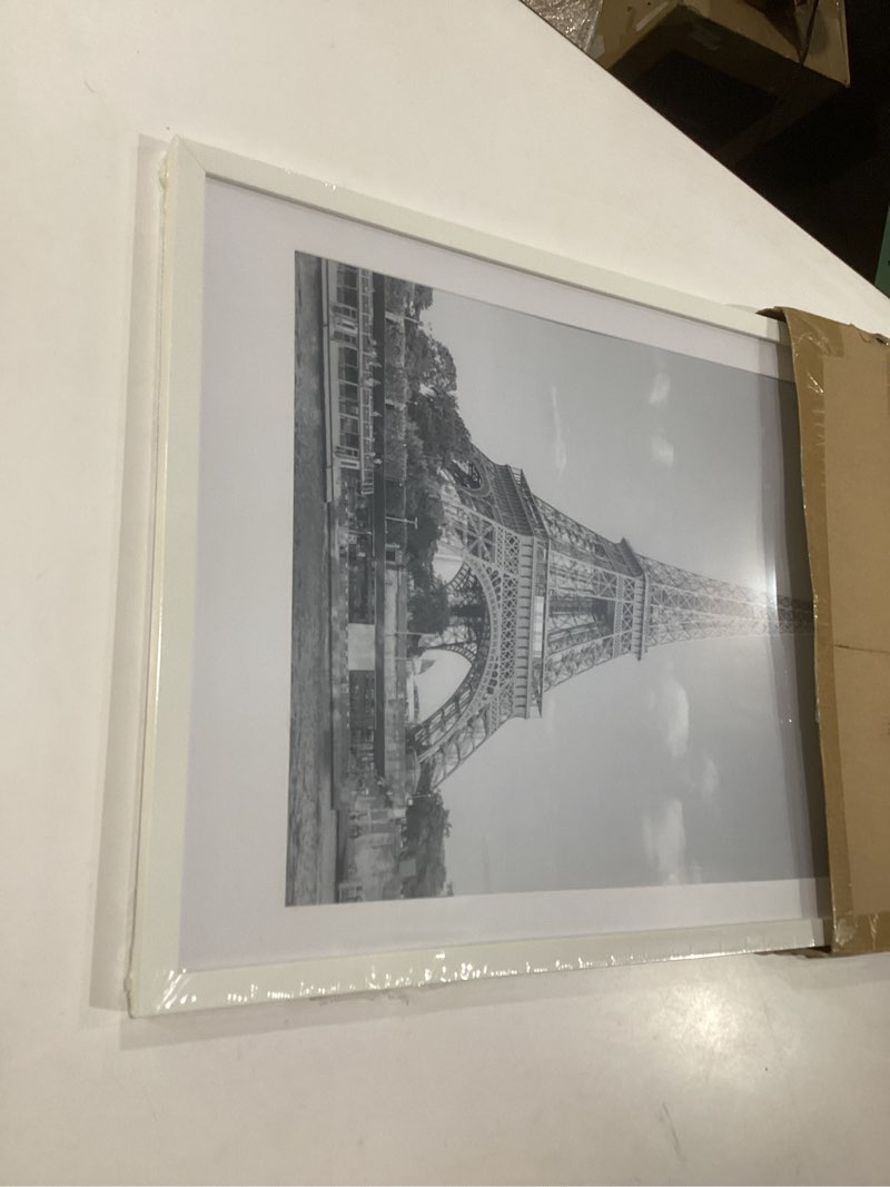 Condition photo showing As Is for upsimples 16x24 picture frame, display pictures 14x20 with mat or 16 x 24 without, wall hanging poster frames, white, 1 pack white 16x24