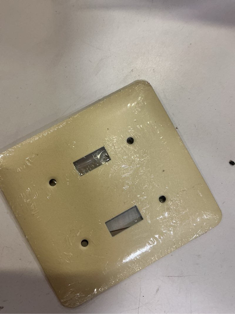 Condition photo showing Good Condition for mulberry 2-gang midsize ivory metal indoor toggle wall plate