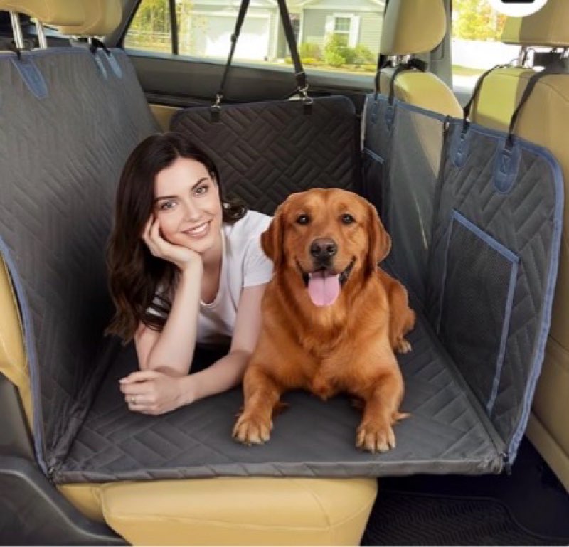dog seat cover for back seat hard bottom, xl backseat extender for large dogs (+420 lbs), waterproof