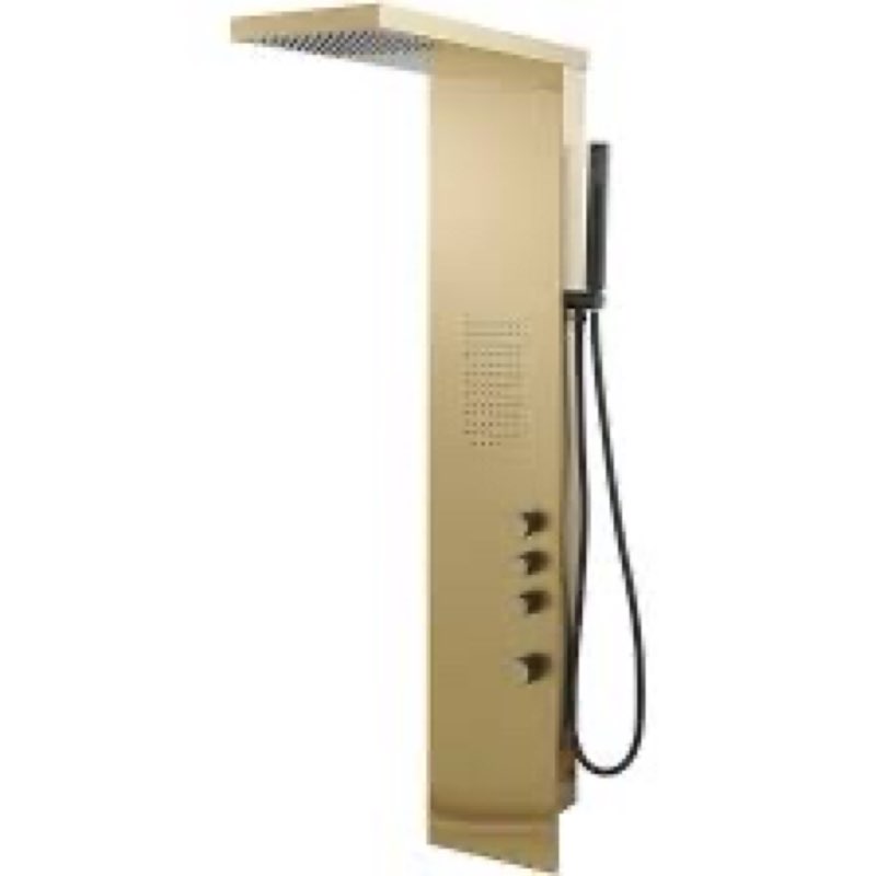 BWE Polished Gold LED Shower Tower Bathroom Shower Panel System with Rainfall Shower Head Rain Massa