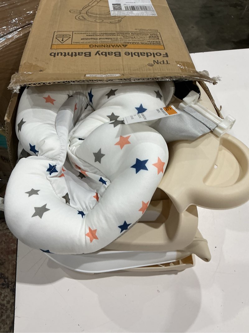 Condition photo showing Good Condition for tpn collapsible baby bathtub, baby bath tub with soft cushion & real-time thermometer, baby bathtub infant to toddler tub (0-36 months), portable newborn travel bath tub bear shape beige