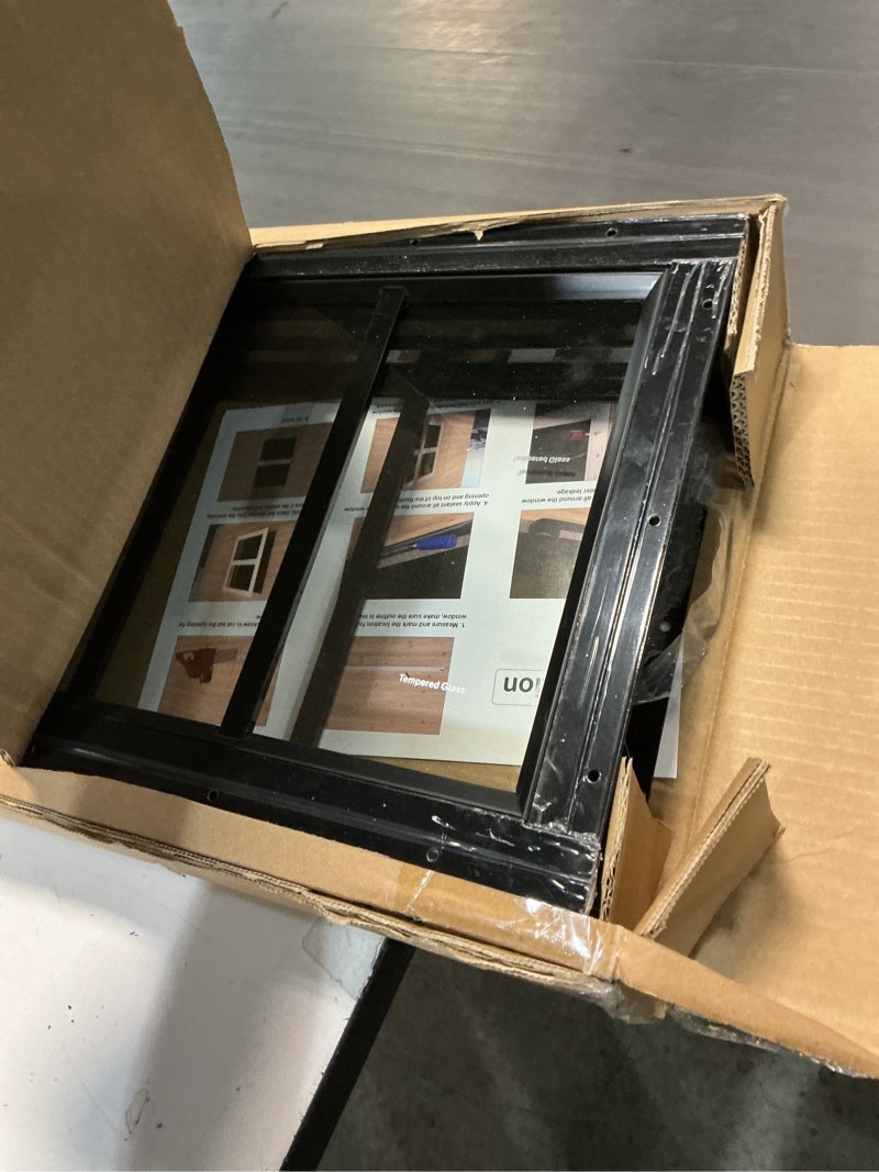 Condition photo showing New/Like New for neatiease 2 pack shed windows 10"x23", transom window fixed design with tempered glass for playhouses, sheds, garage and chicken coops (black) 10x23" black