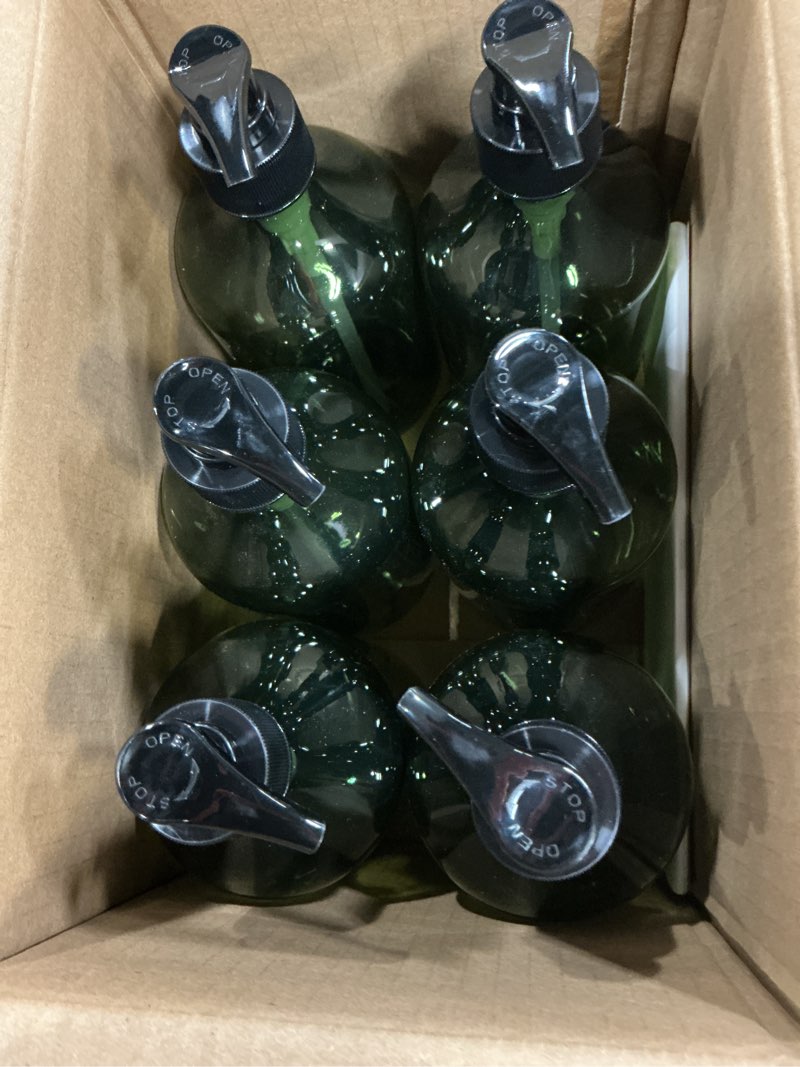 Condition photo showing New/Like New for empty plastic bottles with pump dispenser and labels included, refillable travel containers for hand sanitizer shampoo lotion, etc - no bpa/parabenf, 500ml/16.9oz (green, 6 pack) green 6 pack