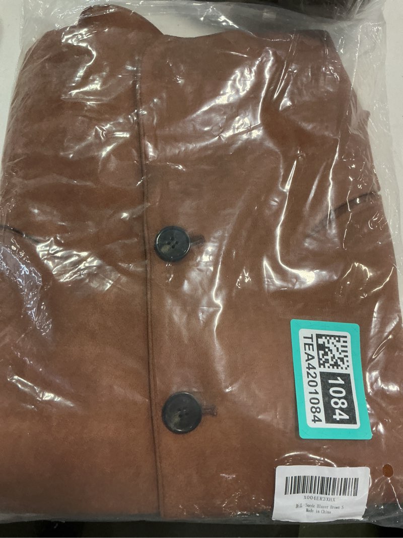 Condition photo showing New/Like New for Women's Faux Suede Blazer Jacket 2024 Fall Winter Oversized Old Money Coat Brown X-Small