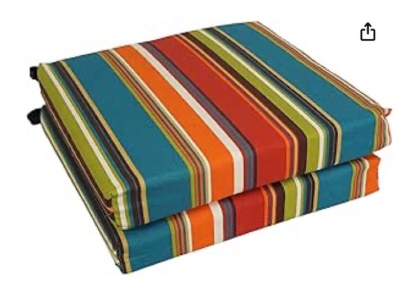 blazing needles outdoor chair cushion, 20" x 19", westport teal 2 count