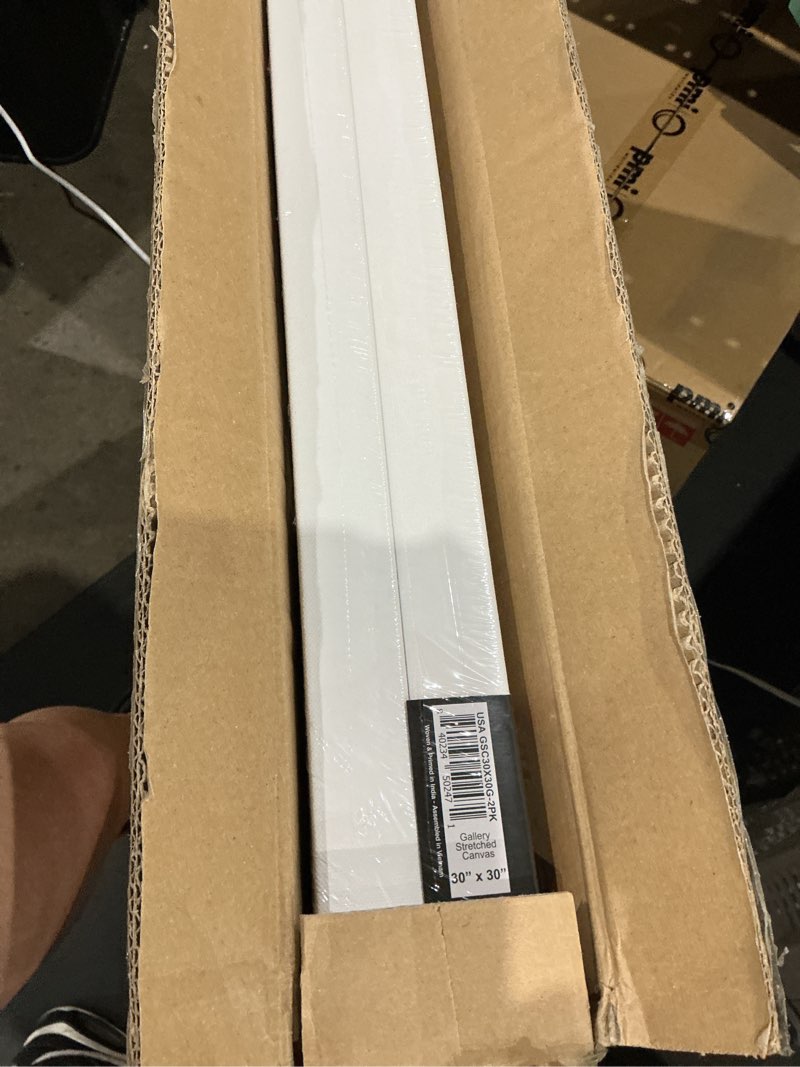 Condition photo showing New/Like New for u.s. art supply 30 x 30 inch gallery depth 1-1/2" profile stretched canvas, 2-pack - 12-ounce acrylic gesso triple primed, - professional artist quality, 100% cotton - acrylic pouring, oil painting