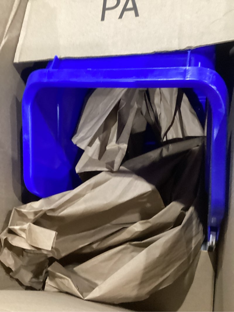 Condition photo showing As Is for 6 Gallon Stackable Recycling Bins for Homes, Garages, Offices Made of 100% Recycled Plastic - (Blue, 1 Pack) Blue 1 Pack