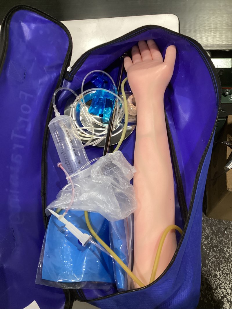 Condition photo showing As Is for (similar to stock photos, incomplete parts, used)phlebotomy practice kit, iv venipuncture intravenous training, high simulation iv practice arm kit with carrying bag, practice and perfect iv skills, for students nurses and professionals
