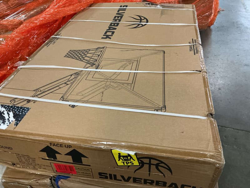 Condition photo showing New/Like New for silverback nxt 54" and nxt 60" in-ground basketball hoops with adjustable-height basketball goal backboard and quickplay design nxt 54 wrap