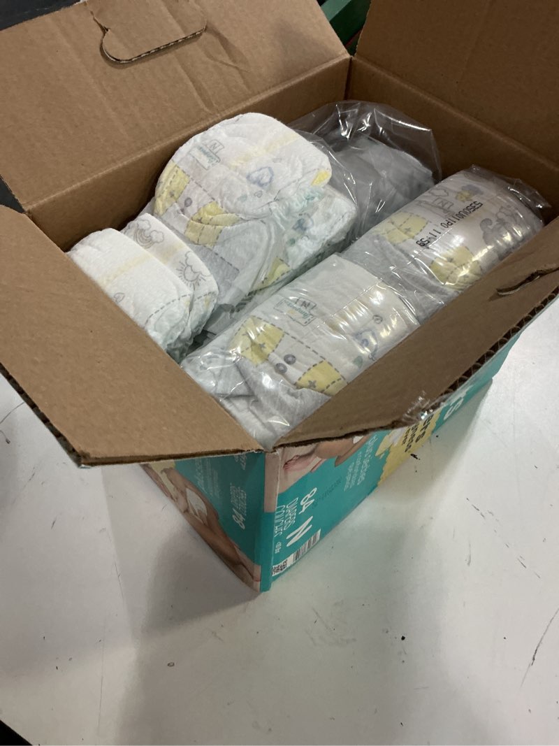 Condition photo showing As Is for (size:0)pampers swaddlers diapers newborn - size 0, 84 count, ultra soft disposable baby diapers