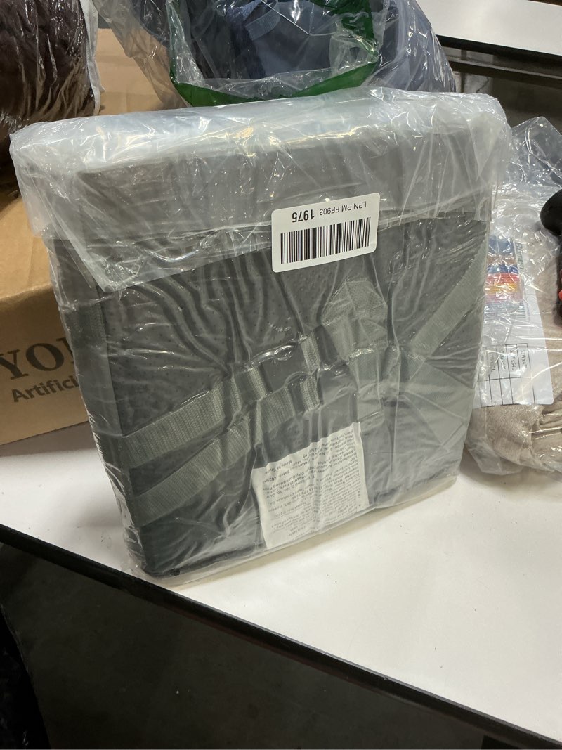 Condition photo showing New/Like New for Toddler Booster Seat for Dining Table Kitchen Chair, Non-Slip with Backrest and Adjustable Straps, Portable Travel Child Kids Booster Seat for Eating, Light Grey