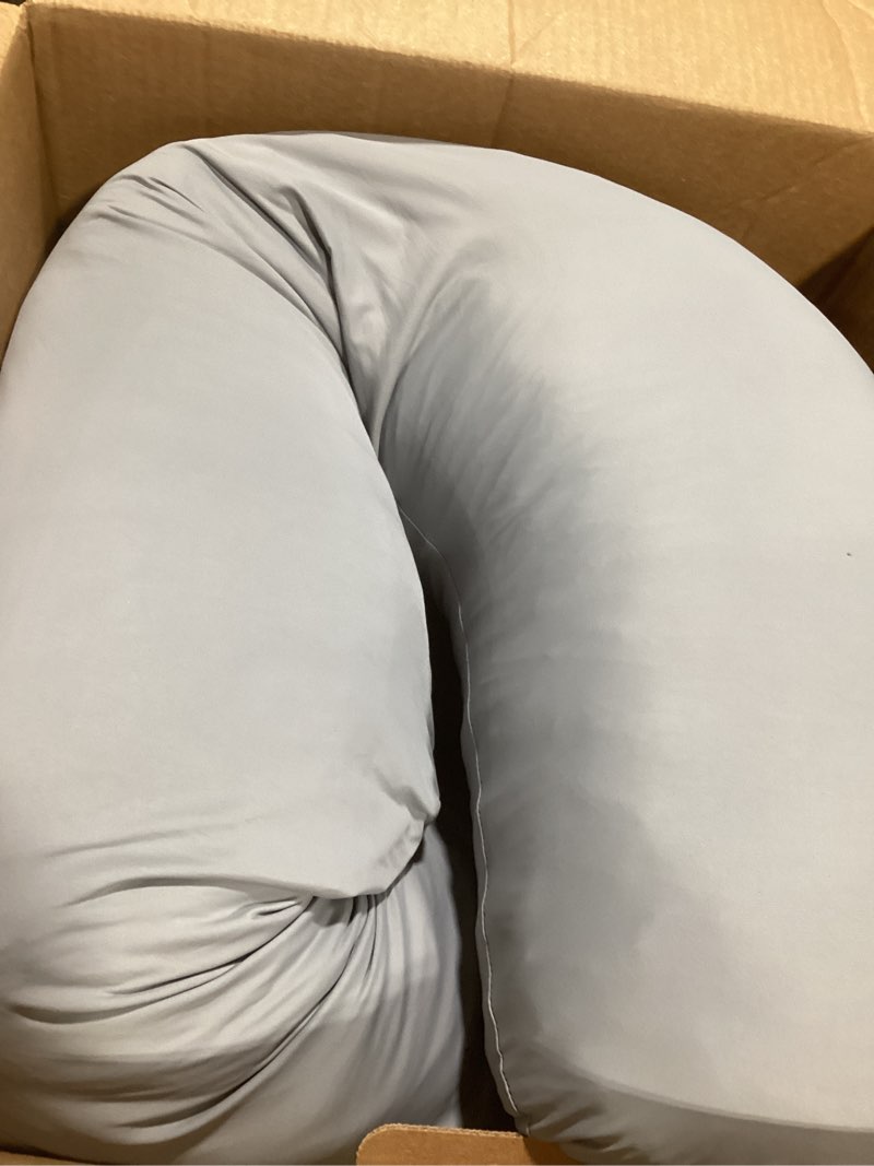 Condition photo showing New/Like New for MOON PARK Pregnancy Pillows for Sleeping - U Shaped Full Body Maternity Pillow with Removable Cover - Support for Back, Legs, Belly, HIPS - 57 Inch - Grey - Cooling Cover Grey Cooling Cover - 57 Inch