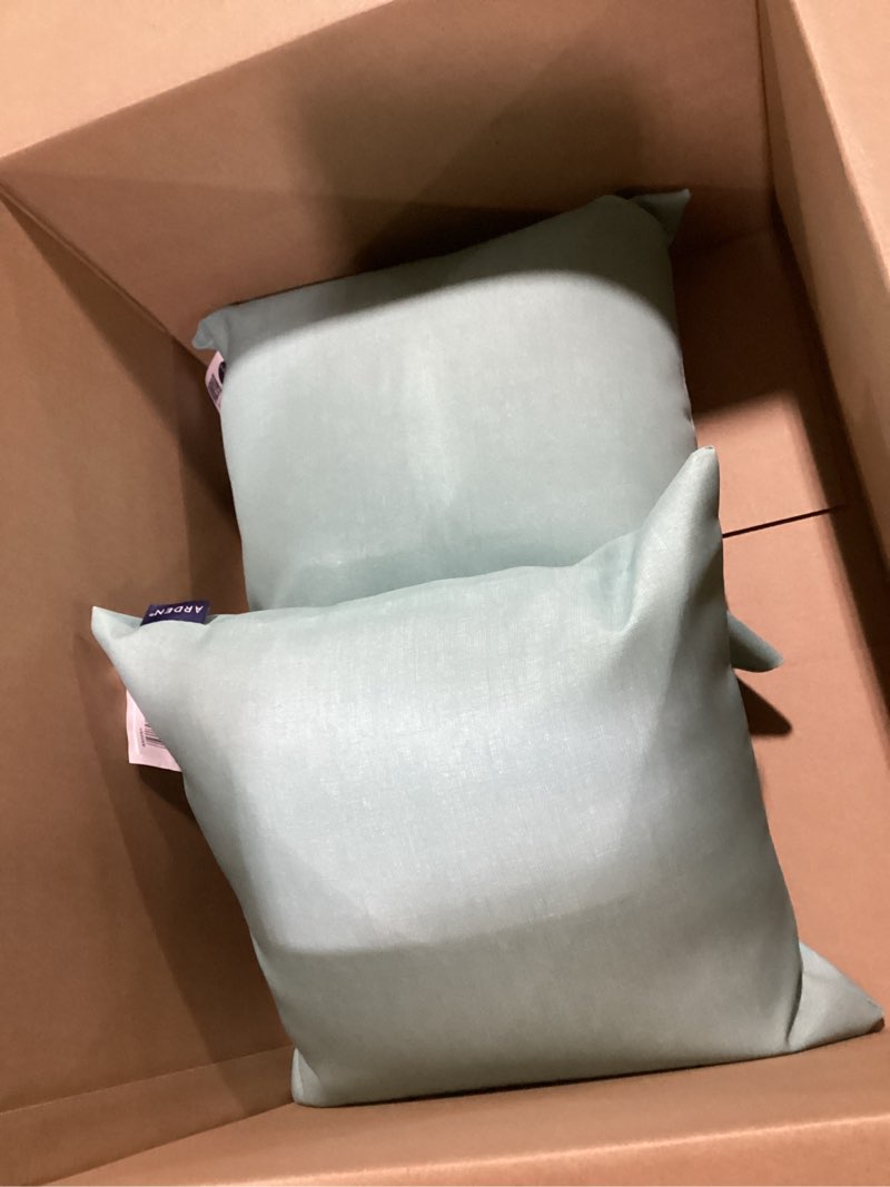 Condition photo showing Good Condition for arden outdoor toss pillow, 2 pack, 16 x 16, rain-proof, fade resistant aqua leala 16 x 16 aqua leala 2
