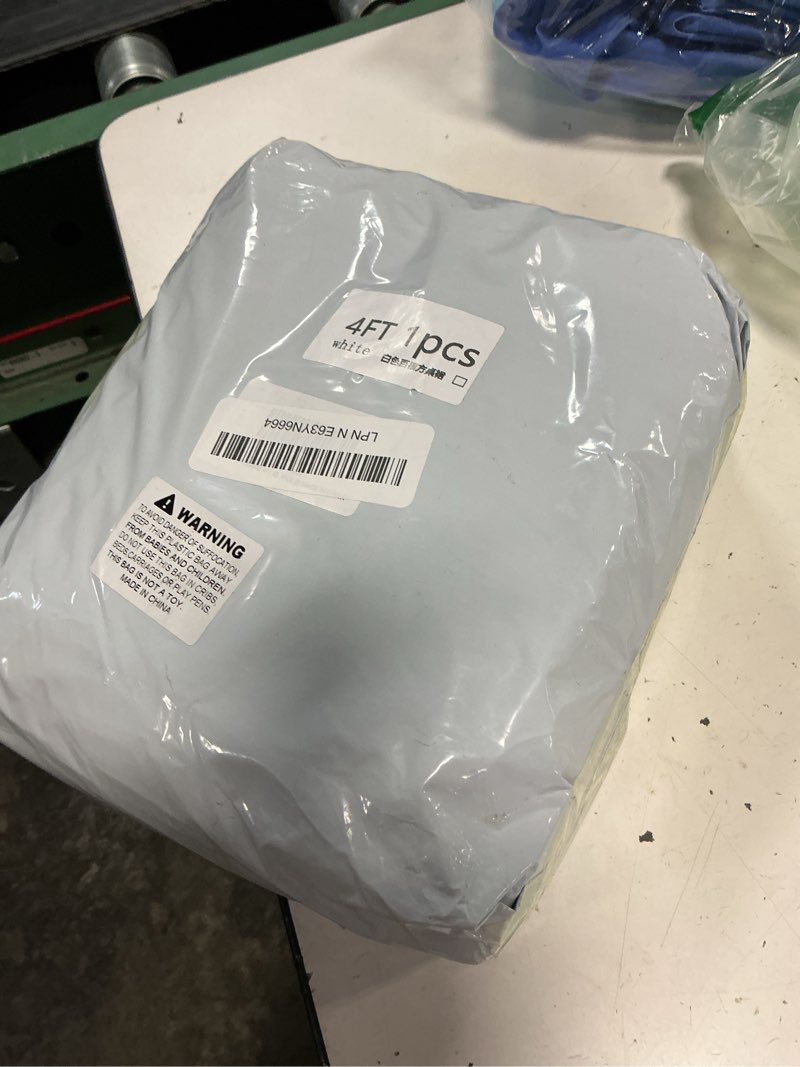 Condition photo showing New/Like New for white spandex table skirt for rectangle tables (4ft) | 1-pack stretch pleated tablecloth for 48" l x 24" w x 30" h rectangular tables | suitable for banquets, trade shows, birthday white 48" x 24" (rectangular)