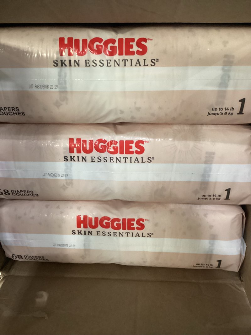 Condition photo showing New/Like New for Huggies Skin Essentials Disposable Diapers - Econ+ Pack - Size 1 - 204ct