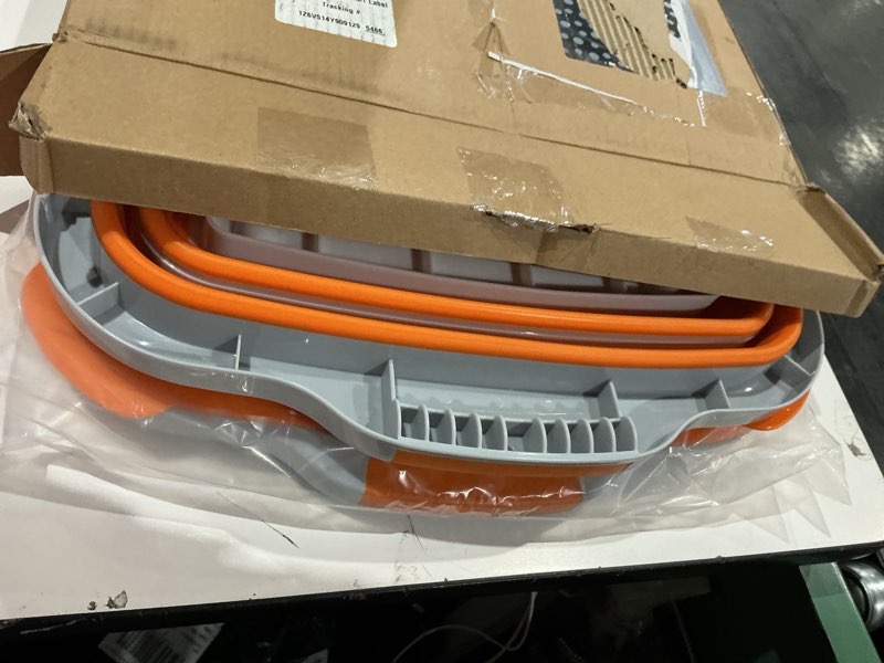 Condition photo showing Good Condition for 2-pack xl collapsible bbq prep tub with built-in cutting board, lid & strainer – marinate, drain & prep – large food-safe container – perfect for grilling, smoking & outdoor cooking