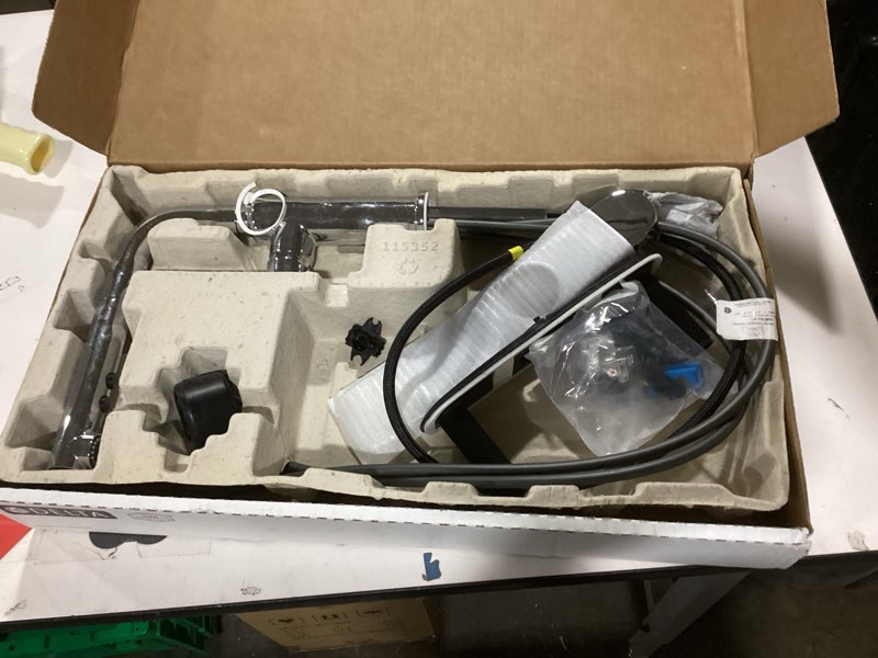 Condition photo showing Good Condition for Delta Daneri Chrome Kitchen Faucet with Pull-Out Sprayer, Modern Single Hole Kitchen Sink Faucet, Single Handle, Chrome 16879-DST