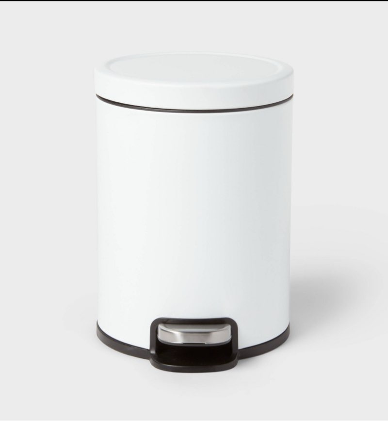 5L Round Step Trash Can White - Brightroom™: Stainless Steel, Bathroom Trash Can with Lid, Indoor Use,2 unit 