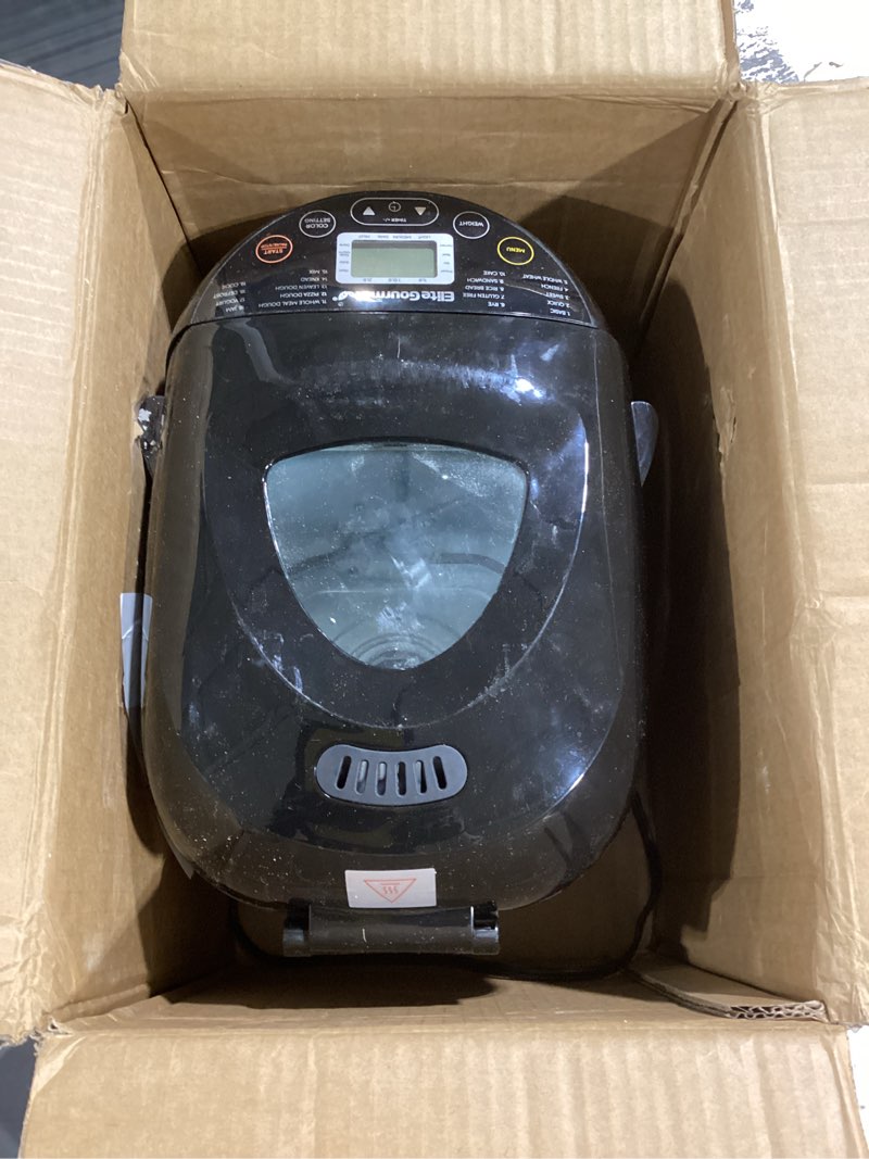 Condition photo showing As Is for Elite Gourmet Programmable Bread Maker, 2 lb Loaf, 3 Sizes, 19 Presets incl. Gluten-Free, Dough & Ja