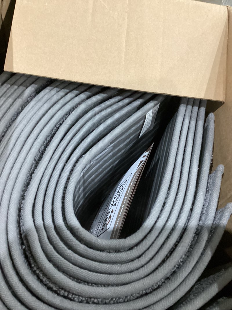 Condition photo showing As Is for COSY HOMEER Soft Stair Treads 15pcs Non-Slip Carpet Mat 28inX9in Indoor Stair Runners for Wooden Steps,Stair Rugs for Kids and Dogs, 100% Polyester TPE Backing Grey,Square 15pc Grey