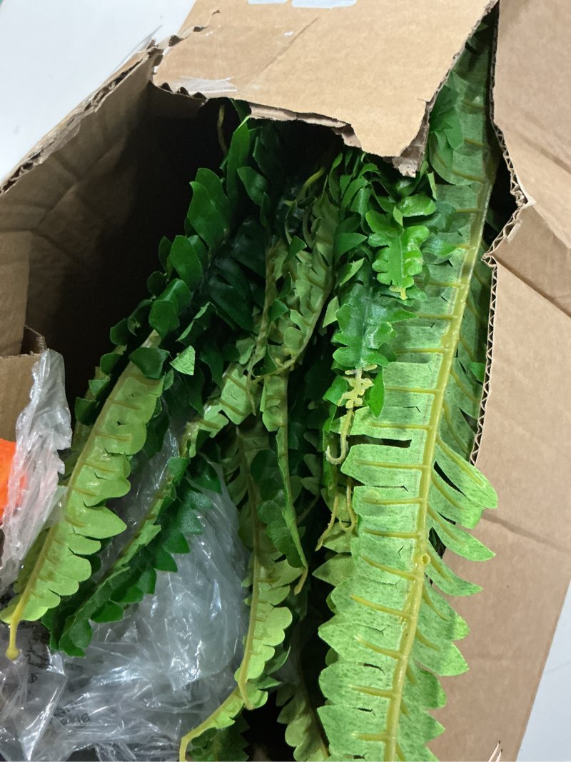 Condition photo showing Good Condition for single silky artificial boston fern bush, 49inch large artificial ferns for outdoors, large faux ferns artificial plants,suitable for decorating office, living room faux greenery,95branches