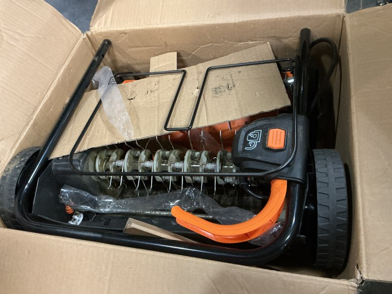 Condition photo showing As Is for lawnmaster gv1212b scarifier and dethatcher 13-inch 12amp 12 inch