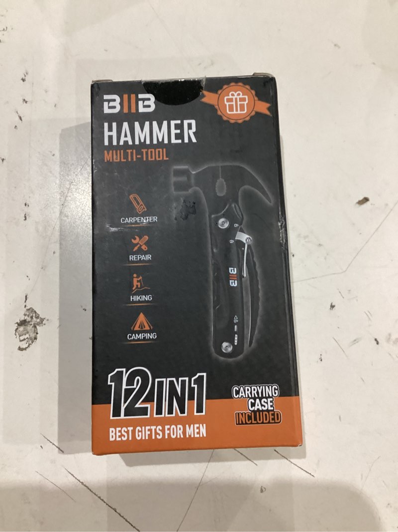 Condition photo showing New/Like New for biib fathers day gift for husband dad, 12 in 1 hammer multitool, gifts for men, fathers day dad gifts from daughter son wife, anniversary birthday gifts for men, camping essentials survival gear tool
