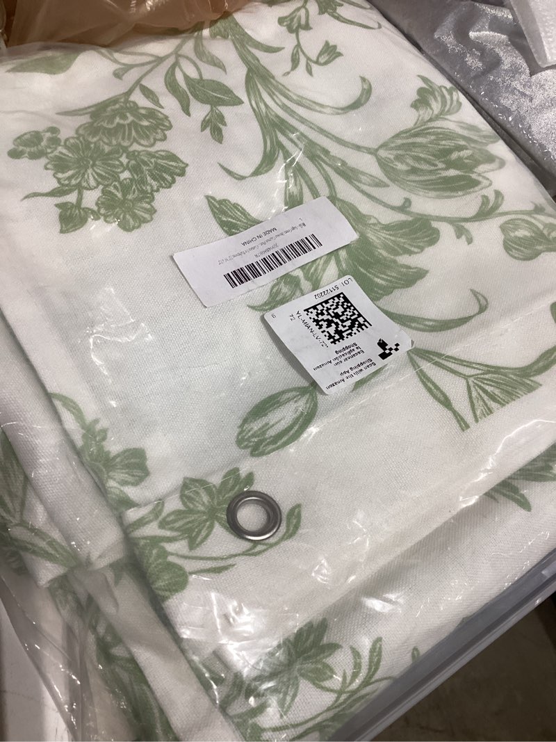Condition photo showing Good Condition for Sage Green Shower Curtain Floral Cotton Cottagecore Shower Curtain for Bathroom 72" W x 72" L Cotton Green 72"L x 72"W