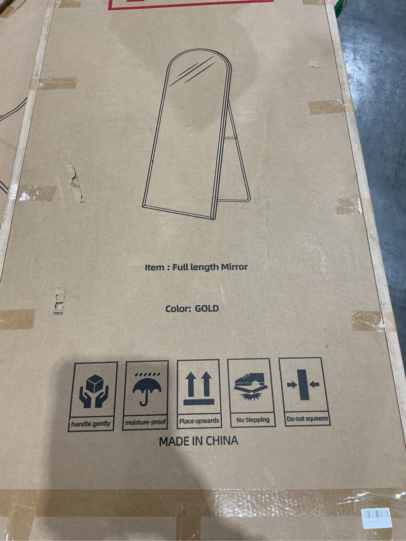 Arched Full Length Mirror Free Standing Leaning Hanging Mounted Mirror Aluminum Frame Modern Simple Home Decor for Living Room Bedroom Cloakroom, Gold