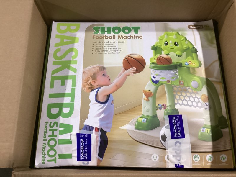 Condition photo showing Good Condition for Toddler Basketball Hoop Soccer Goal for Kids 1-3, Baby Toys for 1 Year Old Boy Gifts, Kids Sports Toy with Light Sound Music, Baby Interactive Toys for Christmas Birthday Gifts for Boy Girls Dinosaur